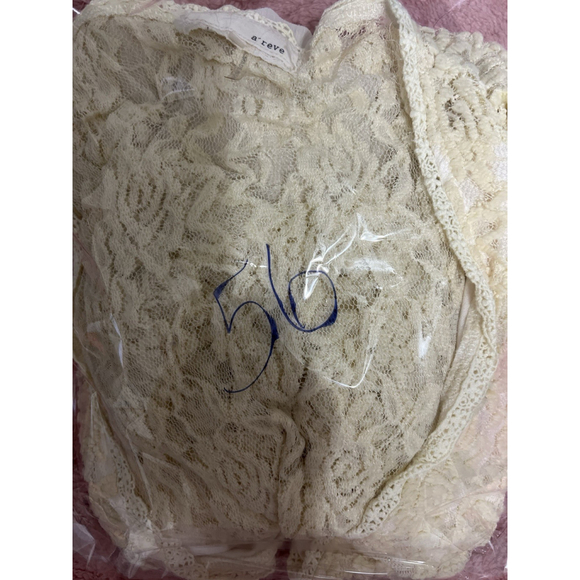 A'reve Cream L Sheer Lace Crochet Trim Gauzy Fairy Whimsical Romantic Floral - Picture 16 of 16